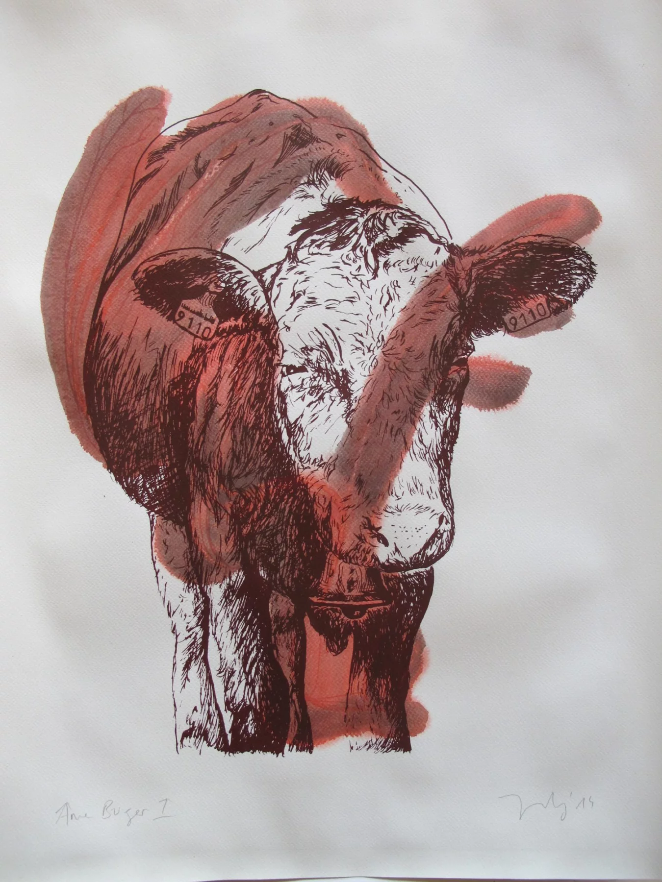 Âme Burger 9110, Sérigraphie et aquarelle, 2014 — Julie Humbert