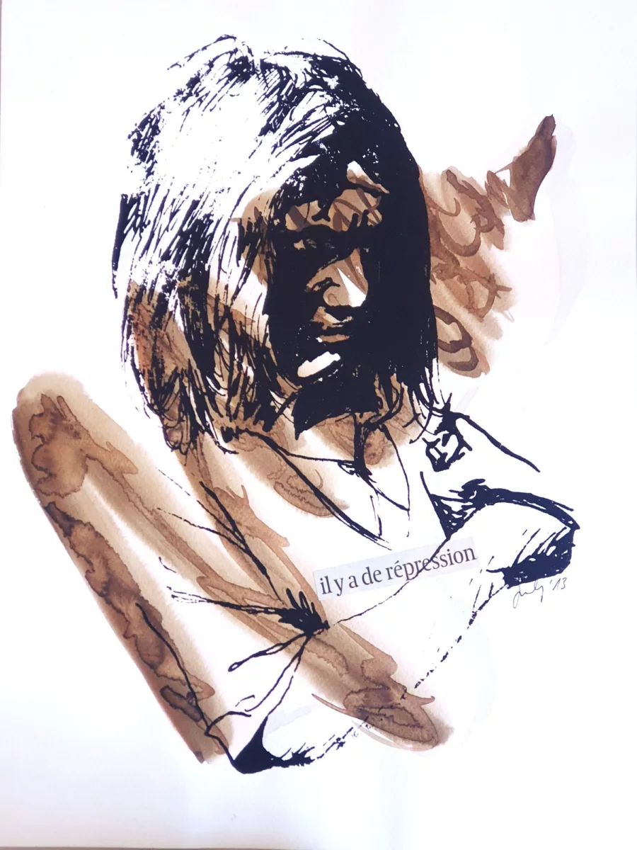 Autoportrait, Sérigraphie et aquarelle, 2013 — Julie Humbert
