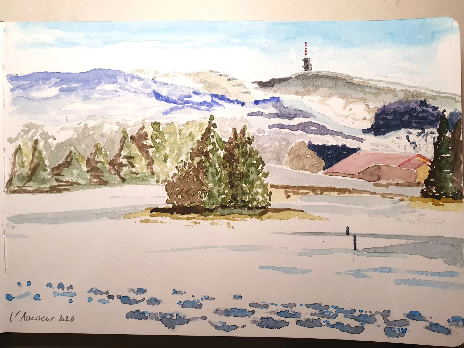 L’Assesseur, Aquarelle sur papier, 2026 — Julie Humbert - Artiste visuelle
