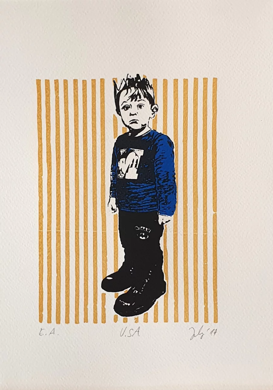 Les sales gosses, Sérigraphie, encres faites main (pigments minéraux, liant à l’œuf), 2022 — Julie Humbert - Artiste visuelle