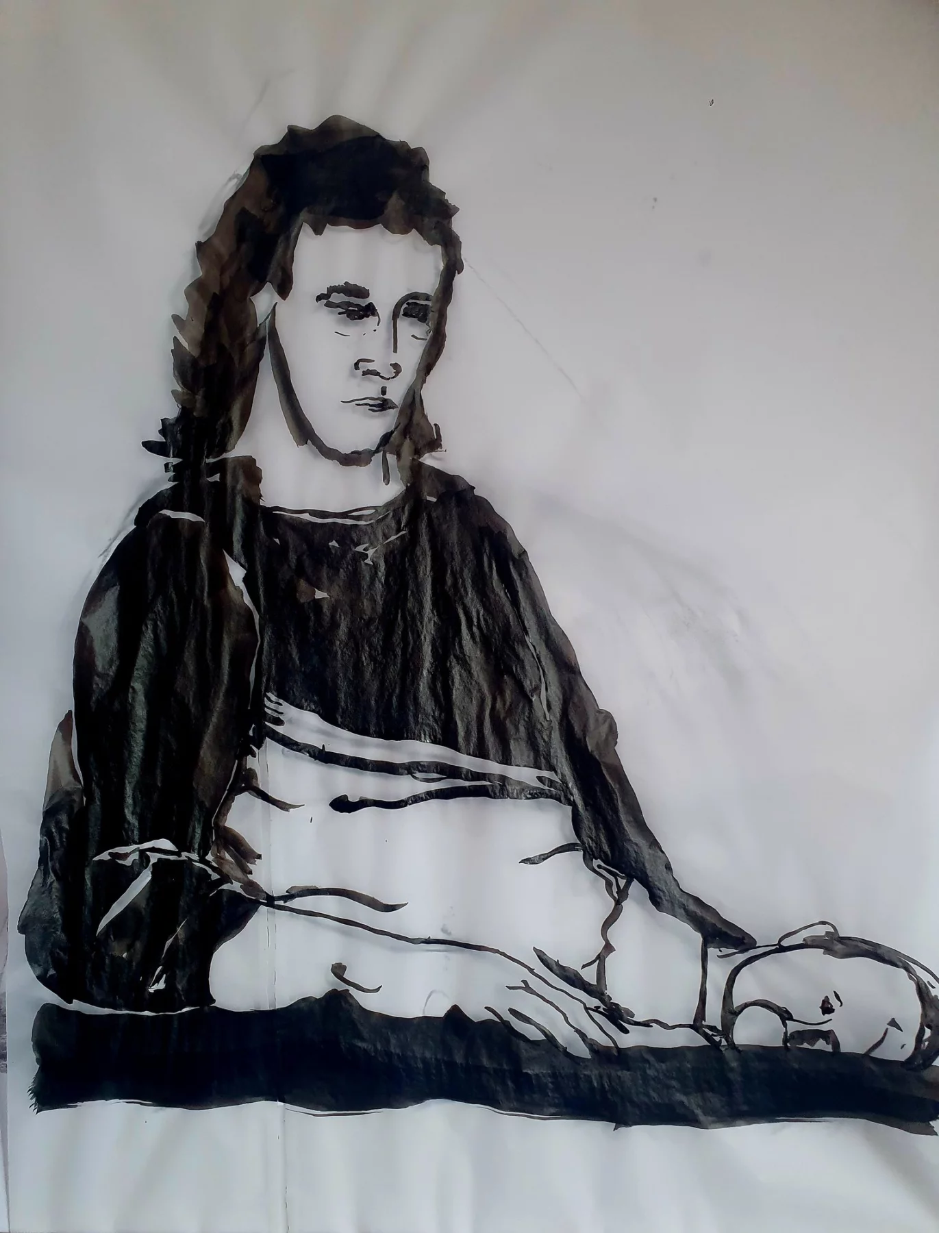 Mère, Encre de Chine sur papier, 2026 — Julie Humbert - Artiste visuelle
