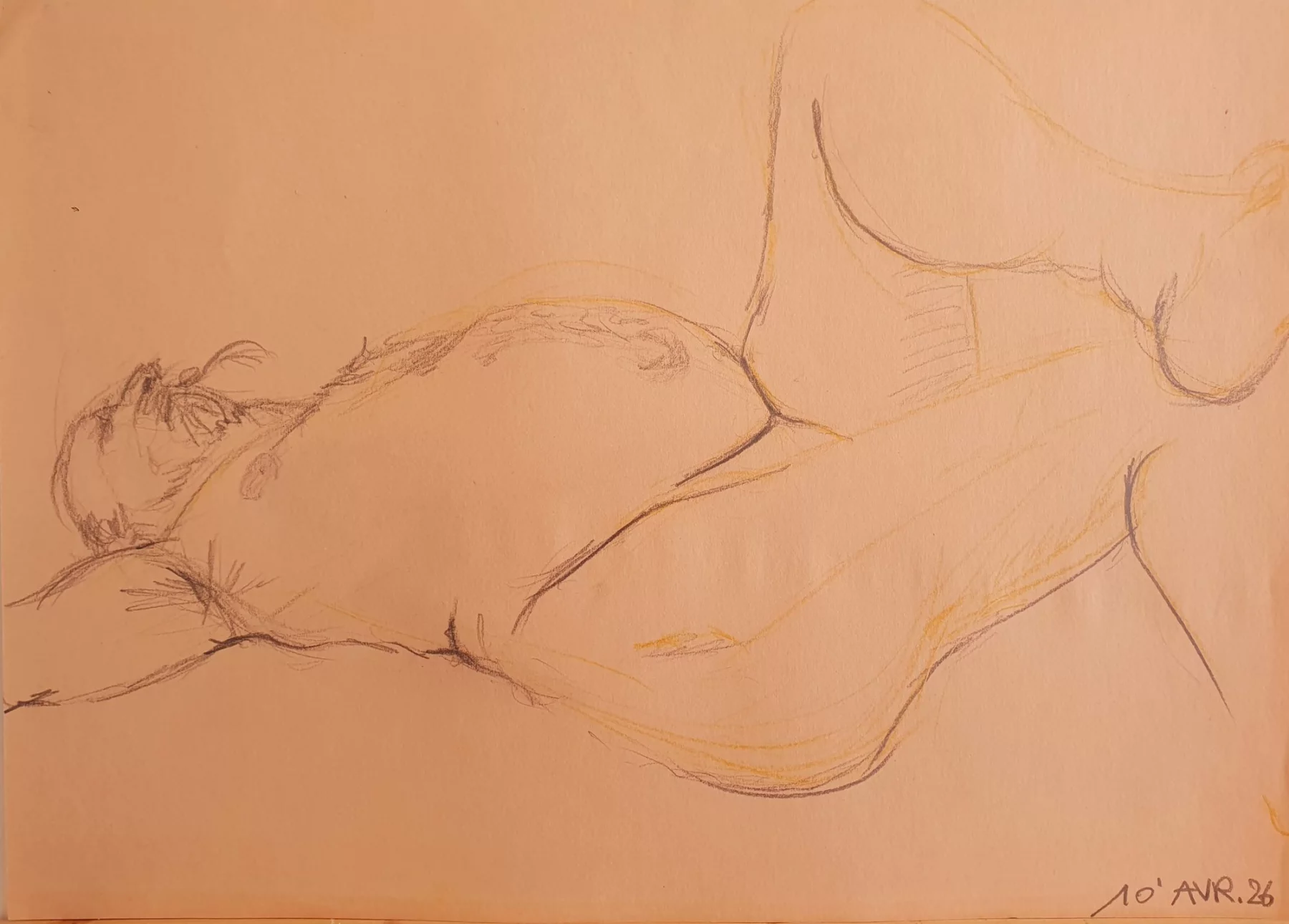 Dessins d’après modèle vivant, Pastel gras, crayon et sanguine sur papier, 2024-2026 — Julie Humbert - Artiste visuelle