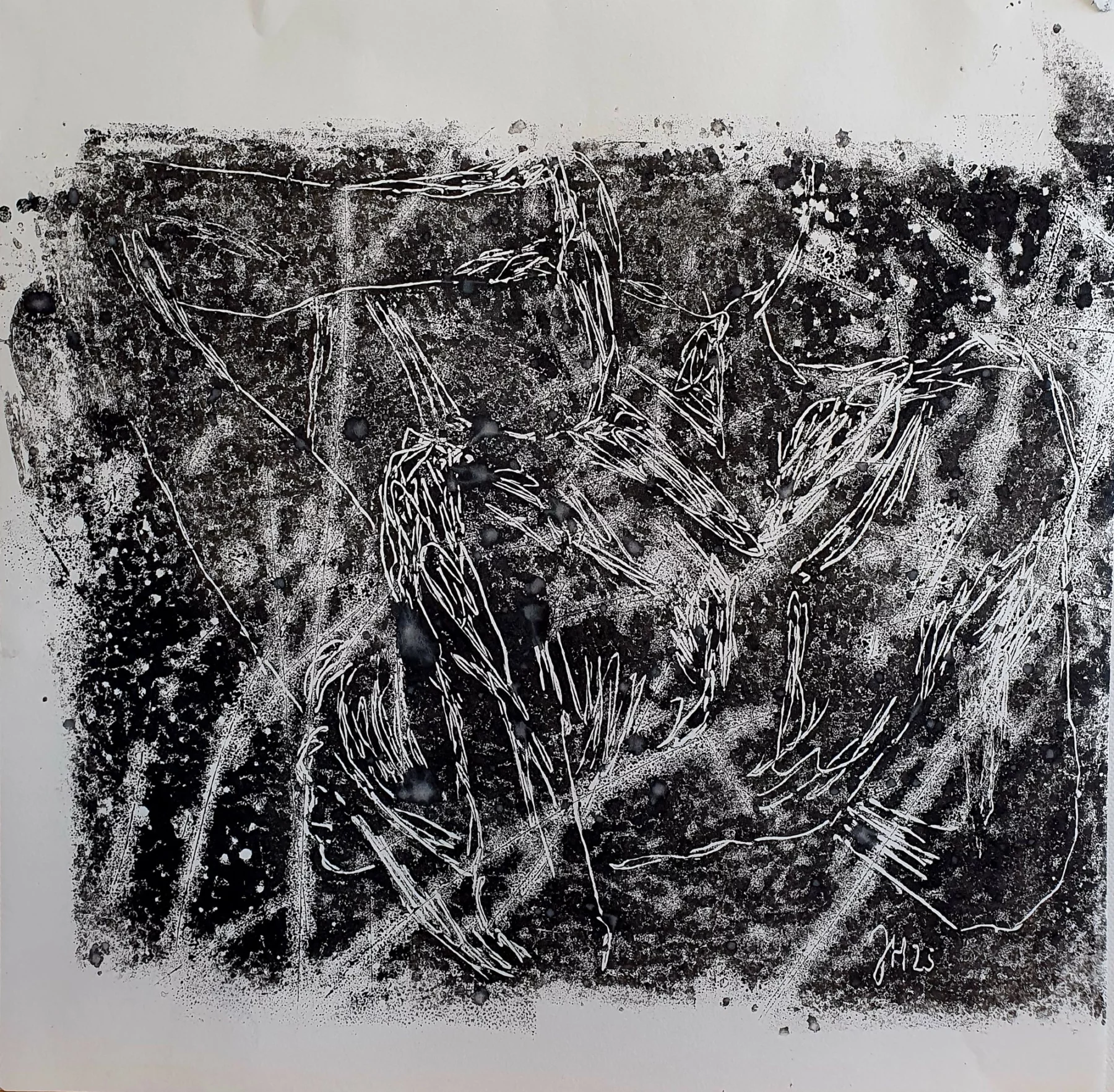 Monotype d’après modèle, Monotype sur plexiglas, 2026 — Julie Humbert - Artiste visuelle