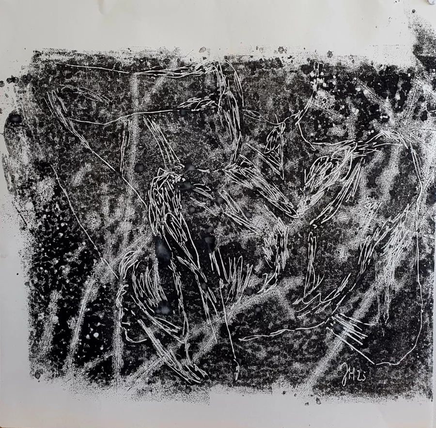 Monotype d’après modèle, Monotype sur plexiglas, 2026 — Julie Humbert - Artiste visuelle