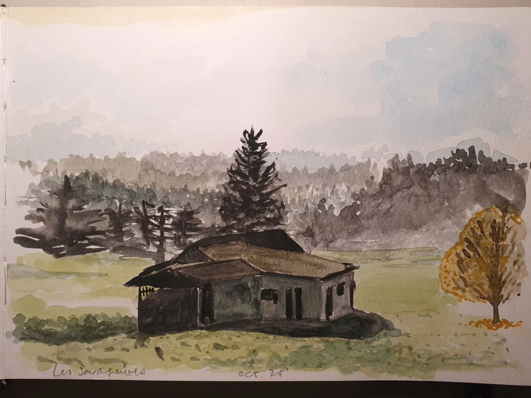 Savagières, Aquarelle sur papier, 2026 — Julie Humbert - Artiste visuelle