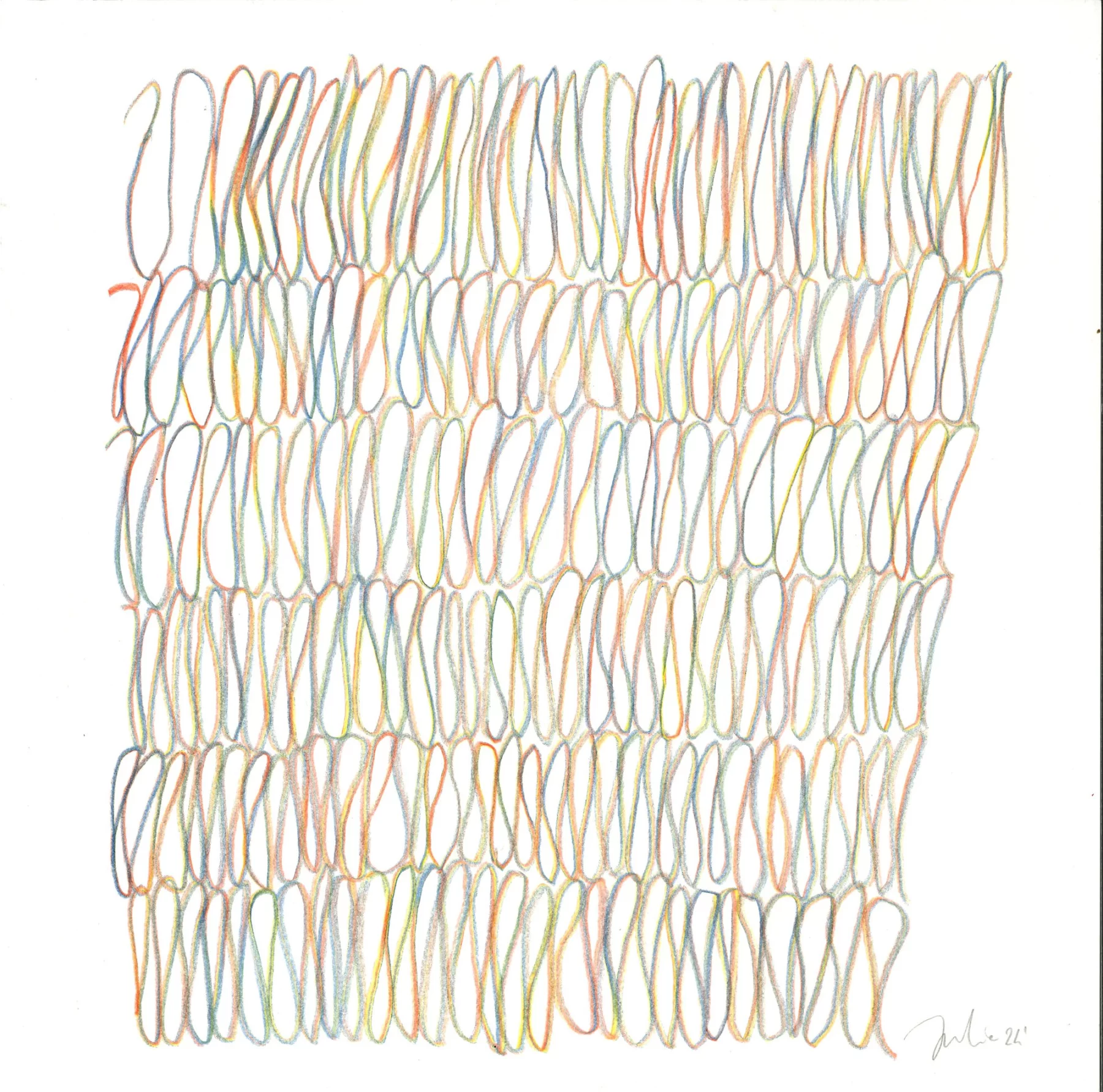 Tricot I à XXV, Crayons de couleur sur papier, 2024 — Julie Humbert - Artiste visuelle
