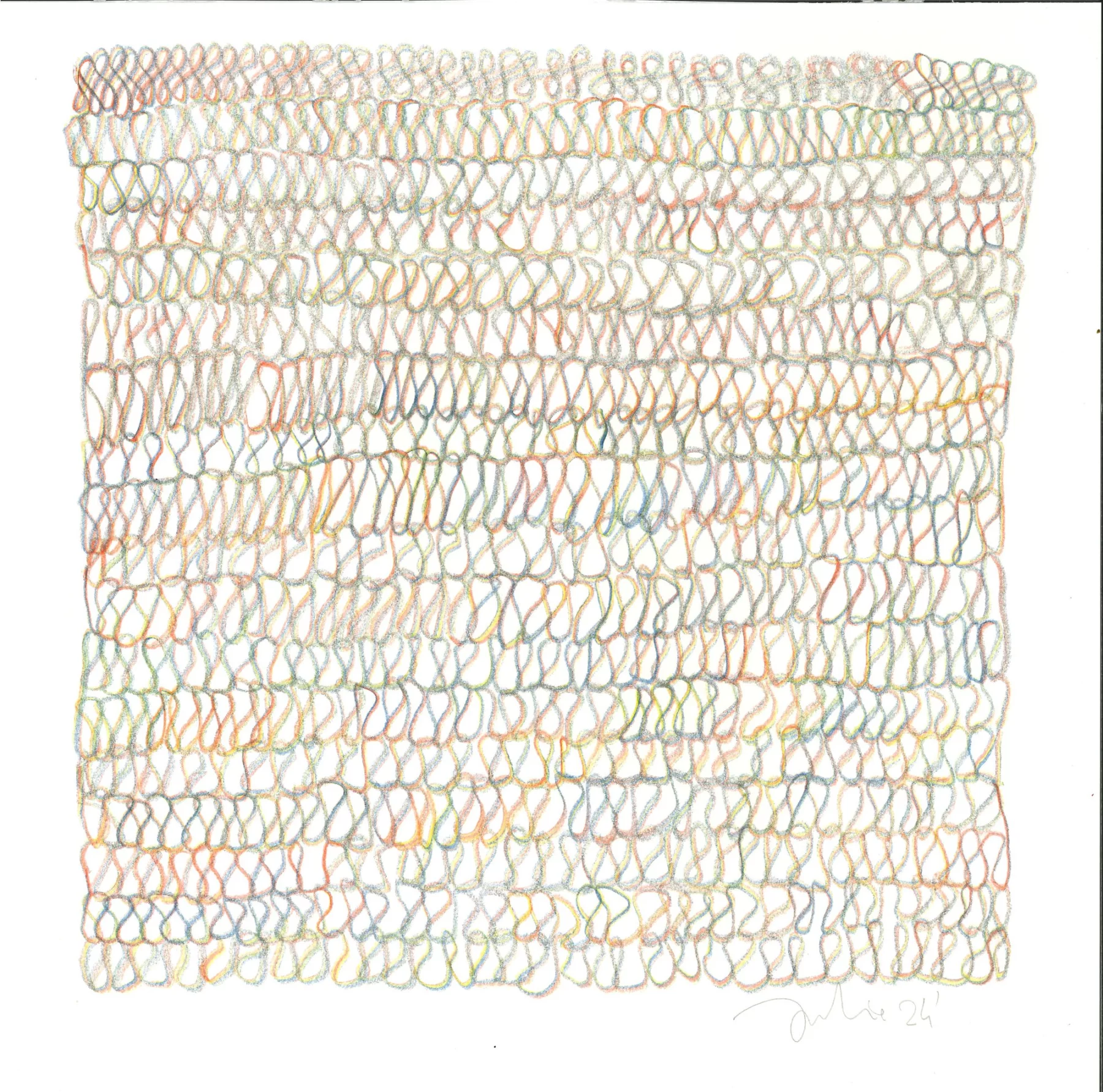 Tricot I à XXV, Crayons de couleur sur papier, 2024 — Julie Humbert - Artiste visuelle
