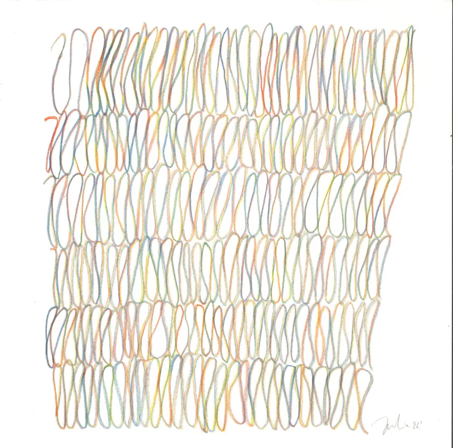 Tricot I à XXV, Crayons de couleur sur papier, 2024 — Julie Humbert - Artiste visuelle