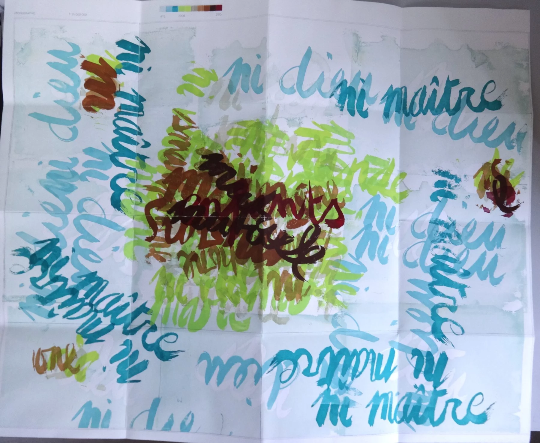 Utopographie, Sérigraphie en 10 passages, encres à la détrempe faites main, sur papier aquarelle, 2022 — Julie Humbert - Artiste visuelle