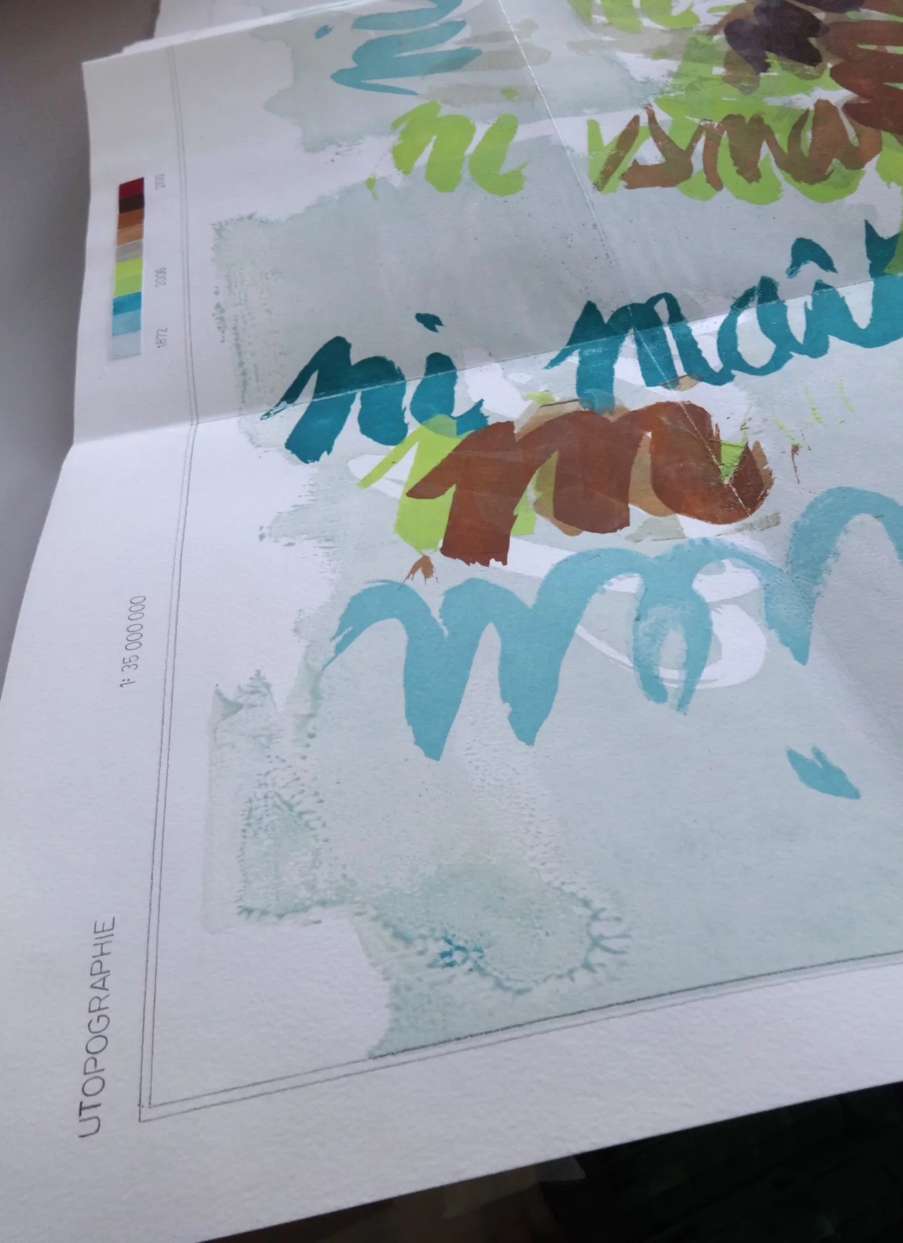 Utopographie, Sérigraphie en 10 passages, encres à la détrempe faites main, sur papier aquarelle, 2022 — Julie Humbert - Artiste visuelle